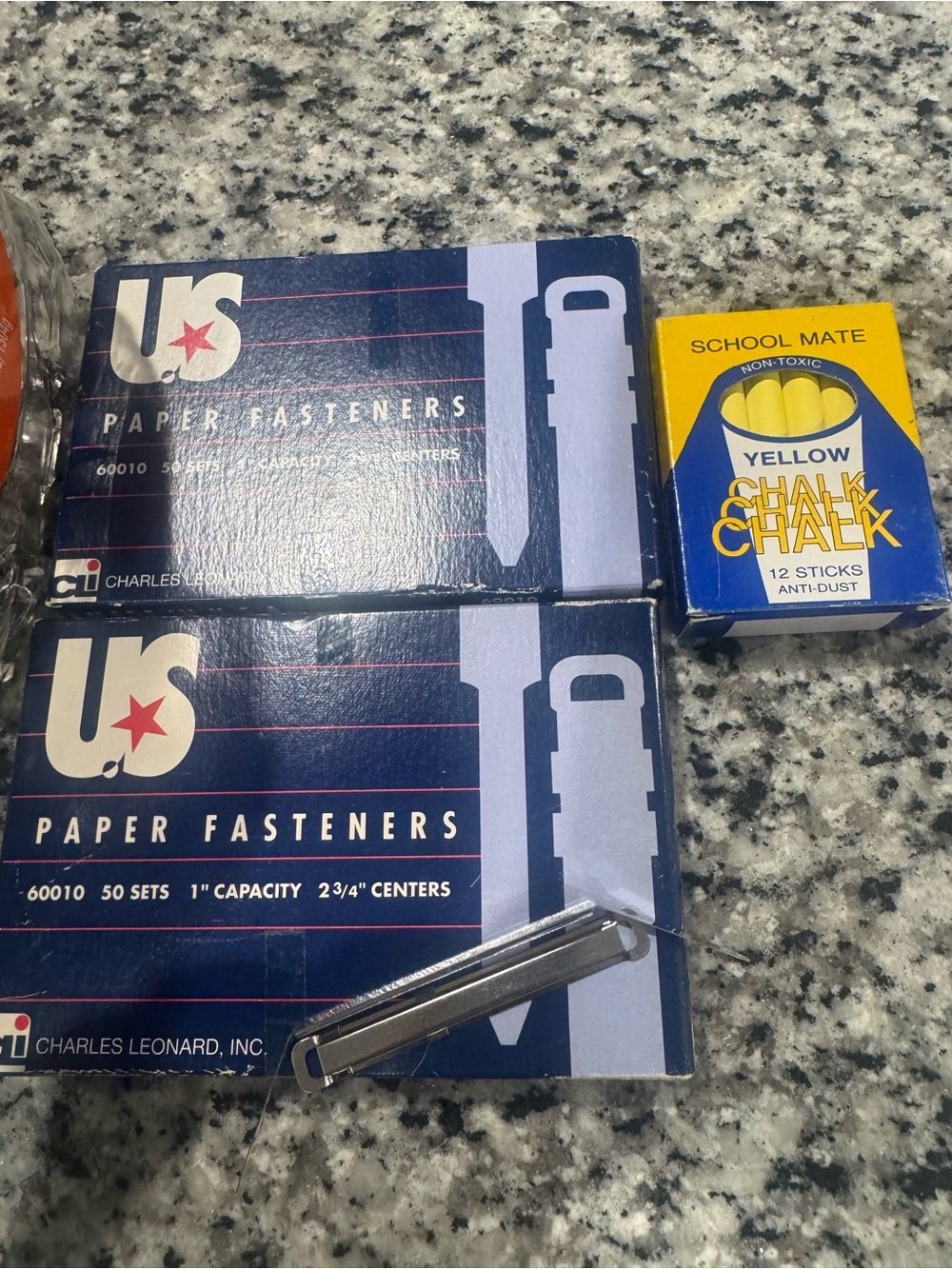 US Paper Fasteners 50-Set Boxes with Metal Fastener - Navy & Yellow